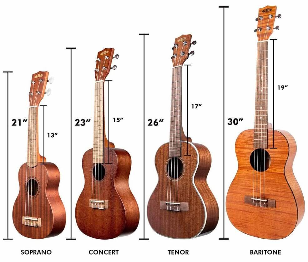 Different types of ukulele