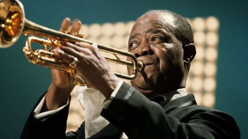 Louis Armstrong Playing a Trumpet