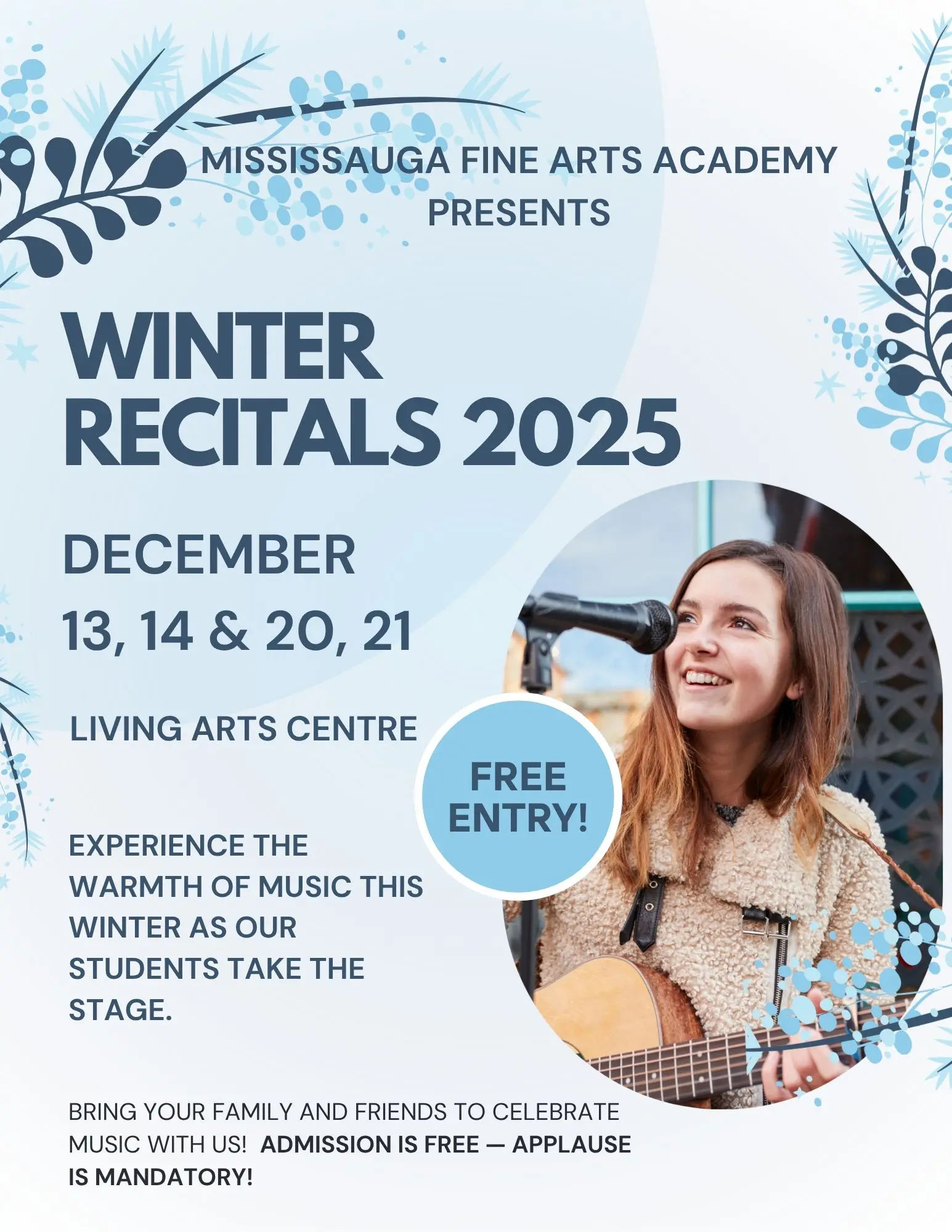 Light Blue Floral Winter Concert Booklet
